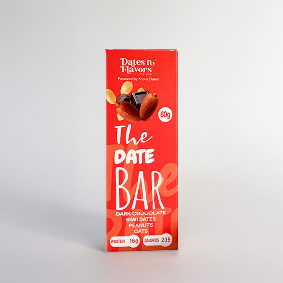 Siwi Dates Energy Bar with dark chocolate, oats and peanuts – natural healthy snack 60g بار تمر بالشوكولاتة الداكنة مثالي لطاقة تدوم وشعور بالشبع بدون سكر – نكهة طبيعية لذيذة (60 جم)