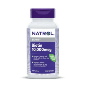 ناترول بيوتين 10,000 / 5,000 ميكروجرام – أقوى مكمل نباتي لتقوية الشعر والبشرة والأظافر Natrol Biotin 10,000 / 5,000 mcg – Vegan Hair, Skin & Nail Support