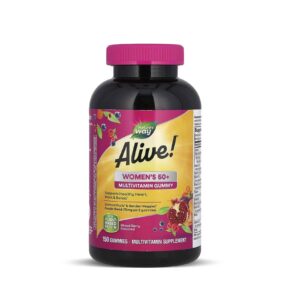 ألايف! فيتامينات متعددة للنساء فوق 50 – جامي نباتية لدعم القلب والدماغ والعظام – 150 قطعة Alive! Women’s 50+ Multivitamin Gummies – Heart, Brain & Bone Support – 150 Mixed Berry Gummies