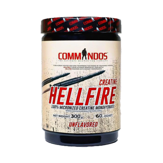 كوماندوز كرياتين هيل فاير ميكرونايزد – 300 جم | قوة انفجارية وأداء عضلي فائق Commandos Creatine Hell Fire Micronized – 300g | Explosive Strength & Muscle Power Formula