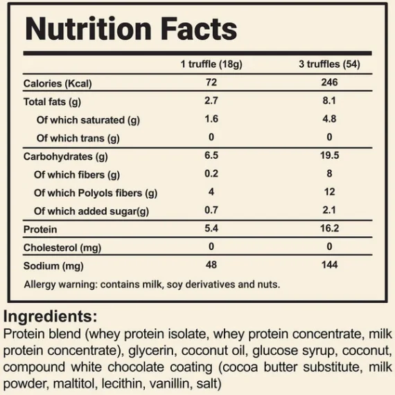 Whey Truffles White Chocolate-واي ترافل بطعم الشيكولاتة وجوز الهند
