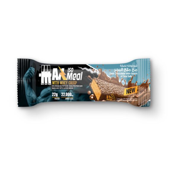 ماكس ماصل بروتين بار شوكولاتة داكنة بلمسة ملح-Max Muscle Max Iso Meal Dark Chocolate Sea Salt