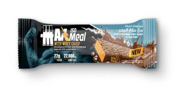 ماكس ماصل بروتين بار شوكولاتة داكنة بلمسة ملح-Max Muscle Max Iso Meal Dark Chocolate Sea Salt