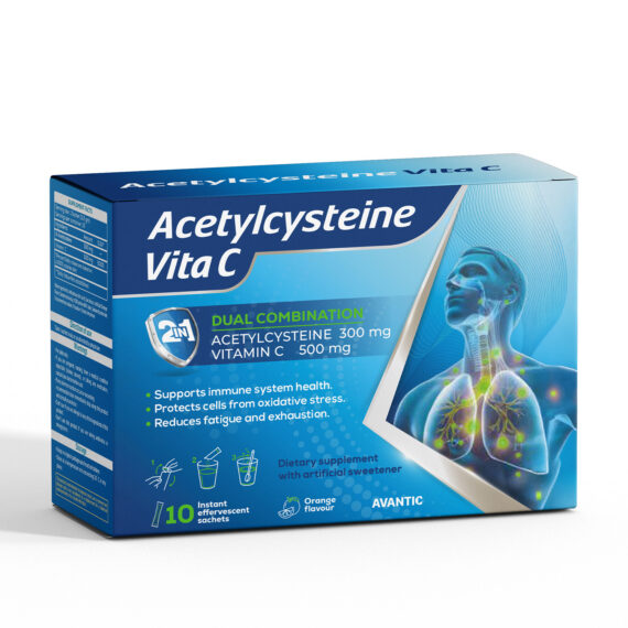 Acetylcysteine Vita C by Avantic – 2-in-1 Lung Detox & Immunity Support-أستيل سيستاين فيتا سي من أفانتك – تركيبة مزدوجة لتنظيف الرئتين وتقوية المناعة