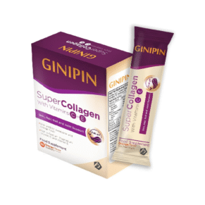 GINIPIN Super Collagen – 10 Sachets, collagen supplement for youthful skin, strong hair, and healthy nails. جينيبين سوبر كولاجين – 10 أكياس، مكمل كولاجين لدعم نضارة البشرة والشعر والأظافر.
