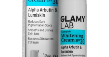 جلامي لاب كريم تفتيح بعامل حماية 30 – 50 جم، كريم لتفتيح البشرة وترطيبها مع حماية من الشمس. Glamy Lab Whitening Cream SPF30 – 50gm, brightening cream with sun protection and hydration.