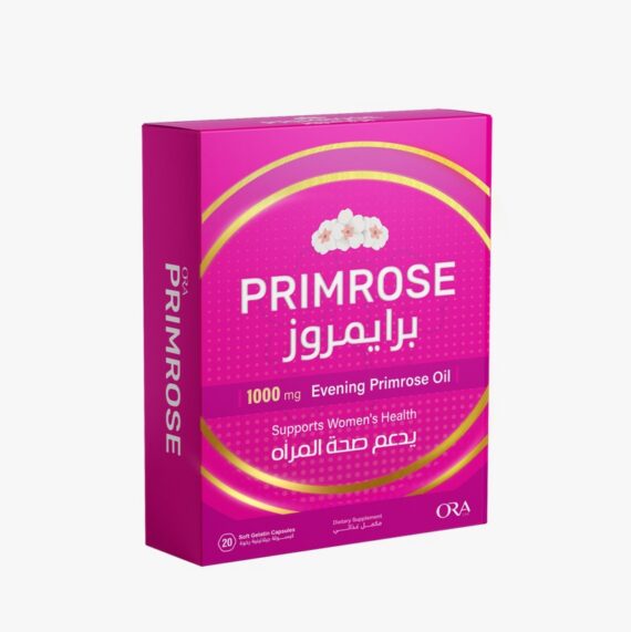 برايمروز – كبسولات زيت زهرة الربيع المسائية 1000 مجم + فيتامين هـ لدعم صحة المرأة ORA Primrose – Evening Primrose Oil 1000 mg + Vitamin E 20 mg Softgels for Women’s Health