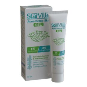 Starville Acne Prone Skin Gel For Oily Skin – 30gm, anti-acne gel that controls oil and purifies the skin. ستارفيل جل لحب الشباب للبشرة الدهنية – 30 جرام، جل منظم للدهون ومضاد لحب الشباب.