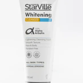 Starville Whitening Cleanser – 100 ml, brightening facial cleanser for clean and radiant skin. ستارفيل غسول تفتيح البشرة – 100 مل، غسول لتفتيح وتنظيف البشرة بلطف.
