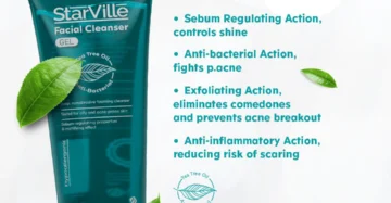 ستارفيل غسول وجه للبشرة المعرضة لحب الشباب – غسول طبي منظف ومهدئ للبشرة الدهنية. Starville Acne Prone Skin Facial Cleanser – purifying face wash for oily and acne-prone skin.