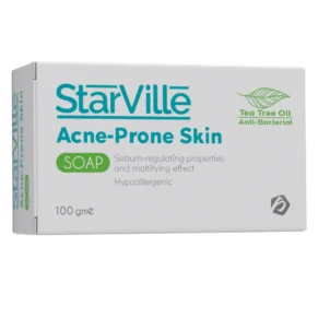 Starville Acne Prone Skin Soap – 100 gm purifying soap for acne and oily skin. ستار فيل صابونة لحب الشباب – 100 جم لتنظيف البشرة الدهنية وتقليل الحبوب.