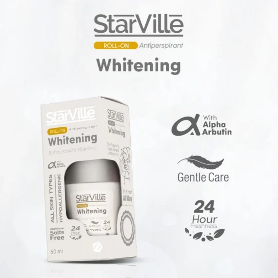 ستارفيل رول أون تفتيح ومزيل العرق | حماية 24 ساعة وترطيب مع مكونات طبيعية Starville Lightening Roll-On | 24h Protection & Underarm Brightening