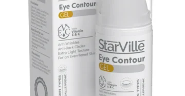 Starville Eye Contour Gel – 30gm, brightening eye gel for dark circles and puffiness. ستارفيل جل كنتور لعلاج انتفاخ وهالات العين – 30 جرام، جل لتقليل الهالات وترطيب محيط العين.