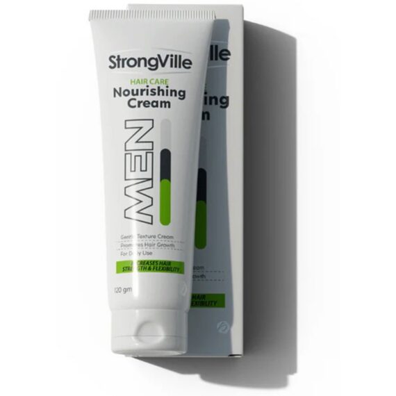 سترونجفيل كريم شعر للرجال – 120 مل، كريم لتغذية وتقوية الشعر للرجال. Strongville Men Cream – 120 gm nourishing and strengthening hair cream for men.