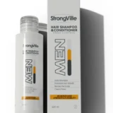 شامبو وبلسم سترونجفيل للرجال – 220 مل، تركيبة 2 في 1 لتنظيف وتقوية الشعر. Strongville Men Shampoo & Conditioner – 220 ml 2-in-1 cleansing and strengthening formula for men.
