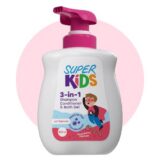 Superkids 3 in 1 Strawberry Milkshake Shampoo – Kids shampoo, conditioner & body wash 500 ml سوبركيدز 3 في 1 برائحة ميلك شيك الفراولة – شامبو وبلسم وغسول جسم للأطفال 500 مل