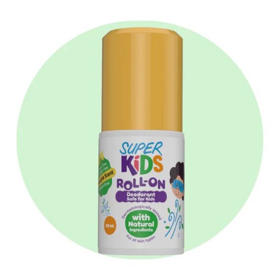 Superkids Roll On Pineapple Scent – natural deodorant for kids 30 ml سوبركيدز رول أون برائحة الأناناس – مزيل عرق طبيعي وآمن للأطفال 30 مل