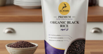 أرز أسود عضوي فاخر من دكتور فودز – غني بالألياف ومضادات الأكسدة، منتج طبيعي 100%. Dr. Foods Organic Black Rice – Premium whole-grain superfood rich in fiber and antioxidants.