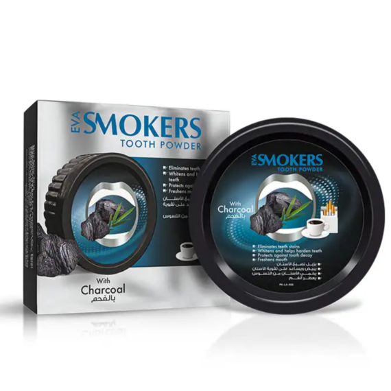 Eva Smokers Charcoal Dental Powder 40 g-ايفا سموكرز بودرة اسنان بالفحم 40 جرام
