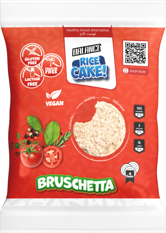 Balance Tomato Bruschetta Rice Toast Gluten-Free Vegan Rice Snack-بالانس توست الأرز بطعم الطماطم بروشيتا سناك صحي خالي من الجلوتين